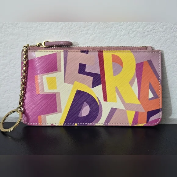 Salvatore Ferragamo Colorful Letter Wallet with Gold Accent - Picture 3 of 8